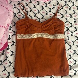 Speechless Rust Camisole with Lace Accent